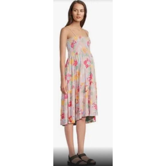 Time & Tru Maternity Floral 2 ways to wear dress smocked New size XXL 20 - Picture 1 of 5